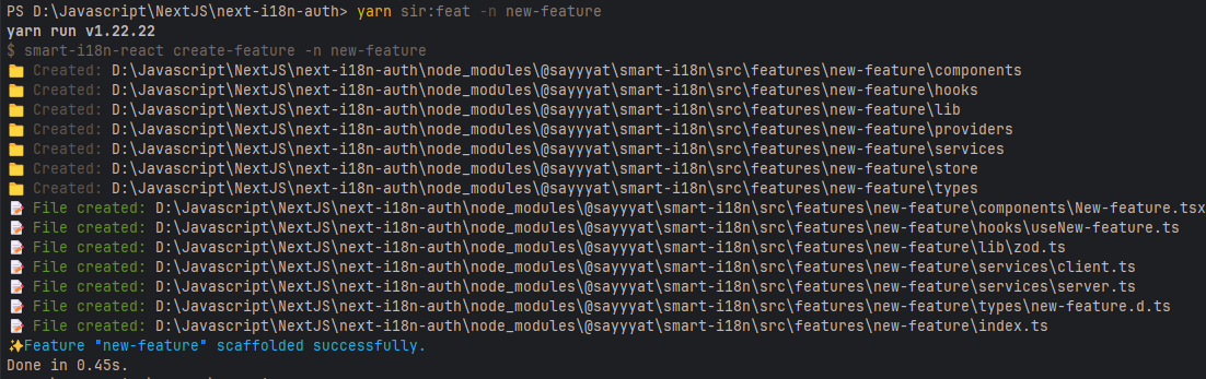 Create feature task output