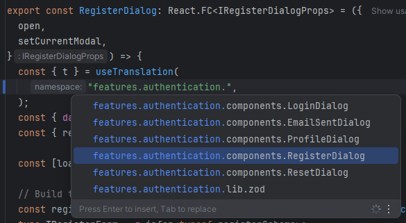 Namespace autocomplete