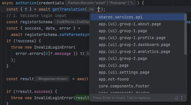 Server-side Namespace autocomplete