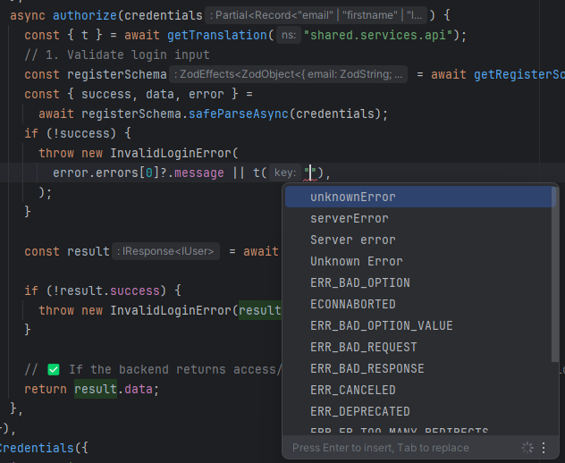 Server-side Translation autocomplete